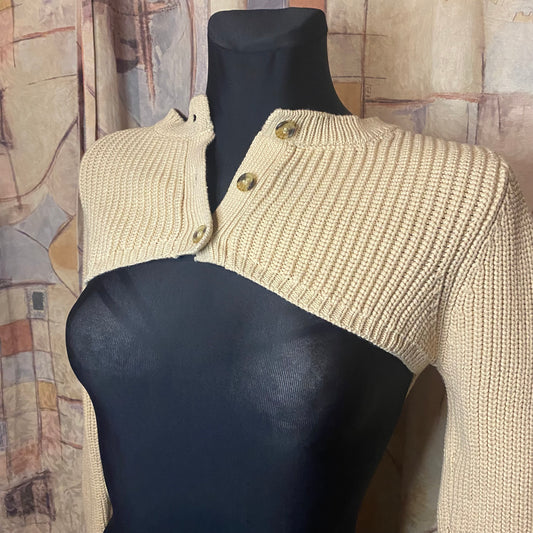 Beige long sleeve cover-up top