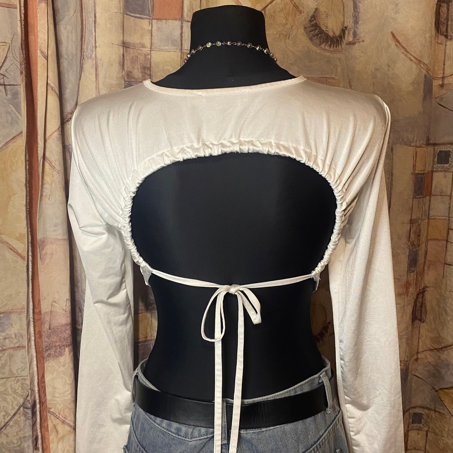 Open back long sleeve crop top