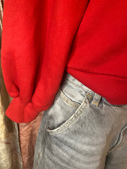 Red off-shoulder sweater