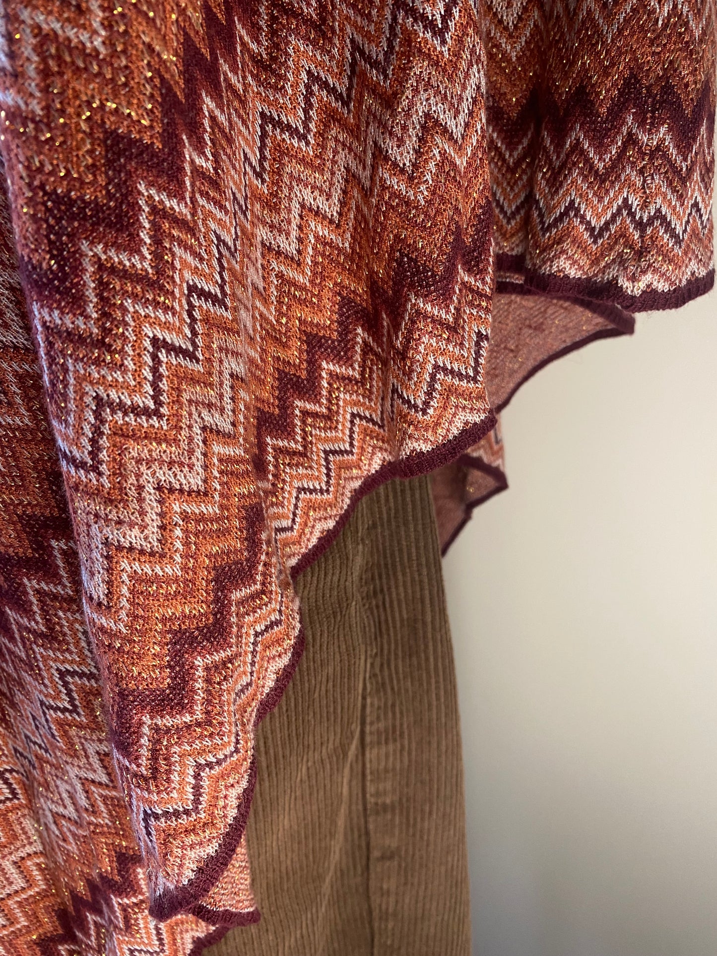 Burgundy and pink poncho