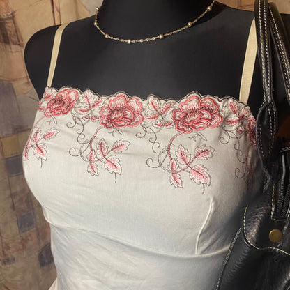 White and pink floral top