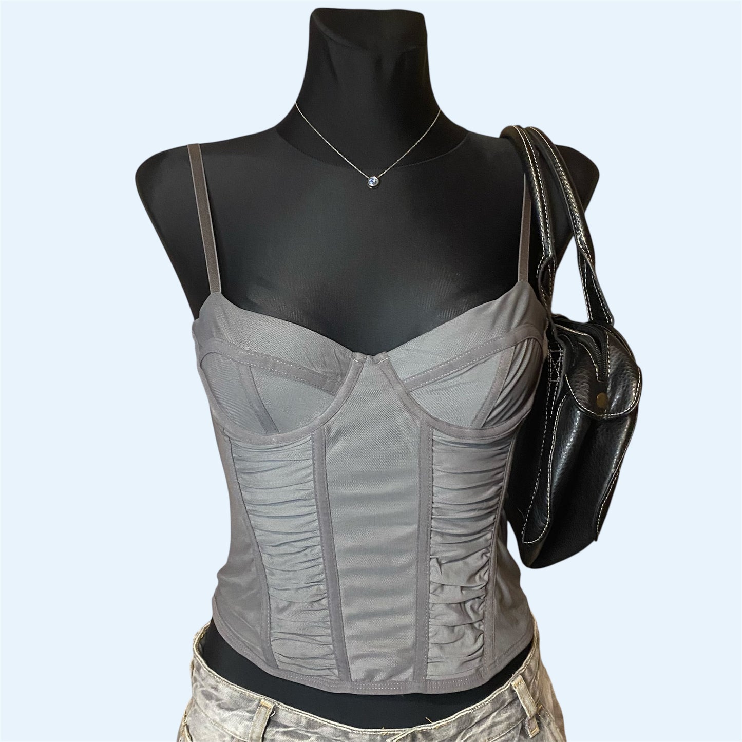 Grey lingerie corset top