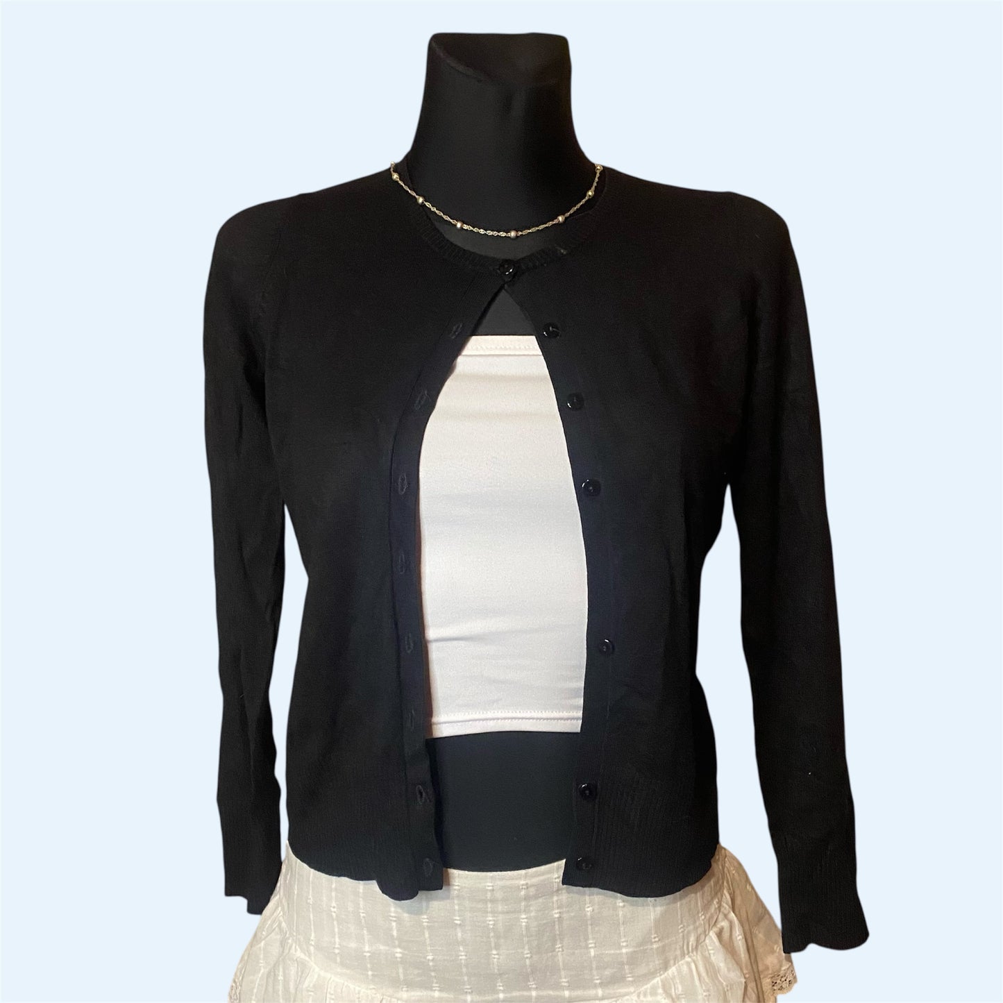 Black button-up cardigan