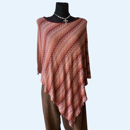 Burgundy and pink poncho