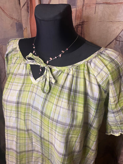 Green plaid blouse