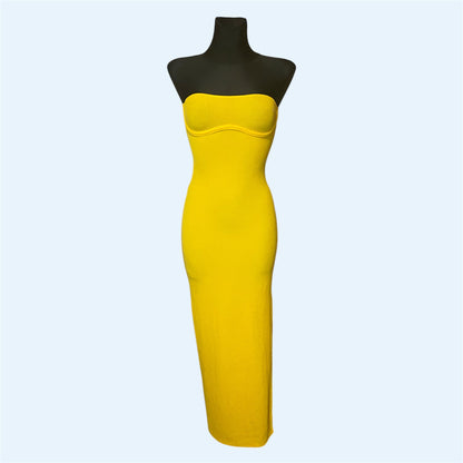 Dark yellow bodycon dress