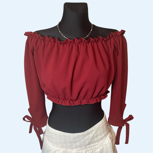 Burgundy off-shoulder top