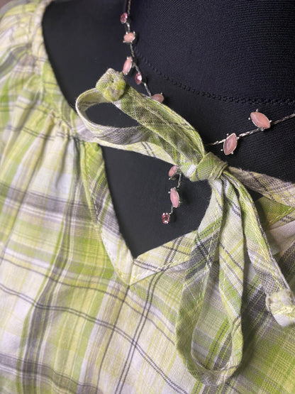 Green plaid blouse