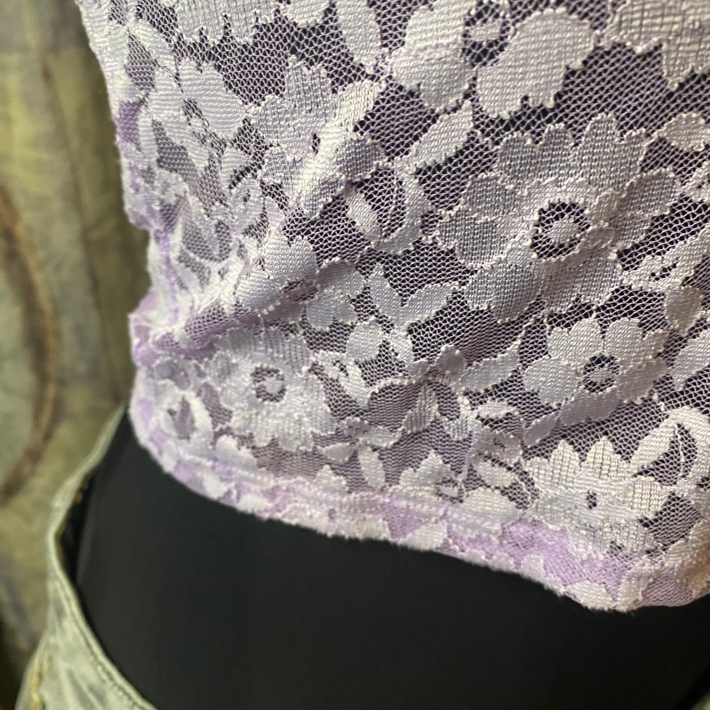 Lilac floral mesh top