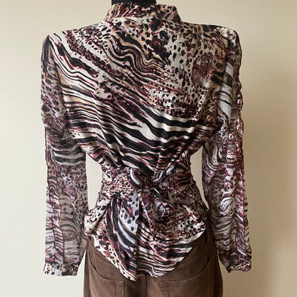 Vintage patterned and ruffled blouse