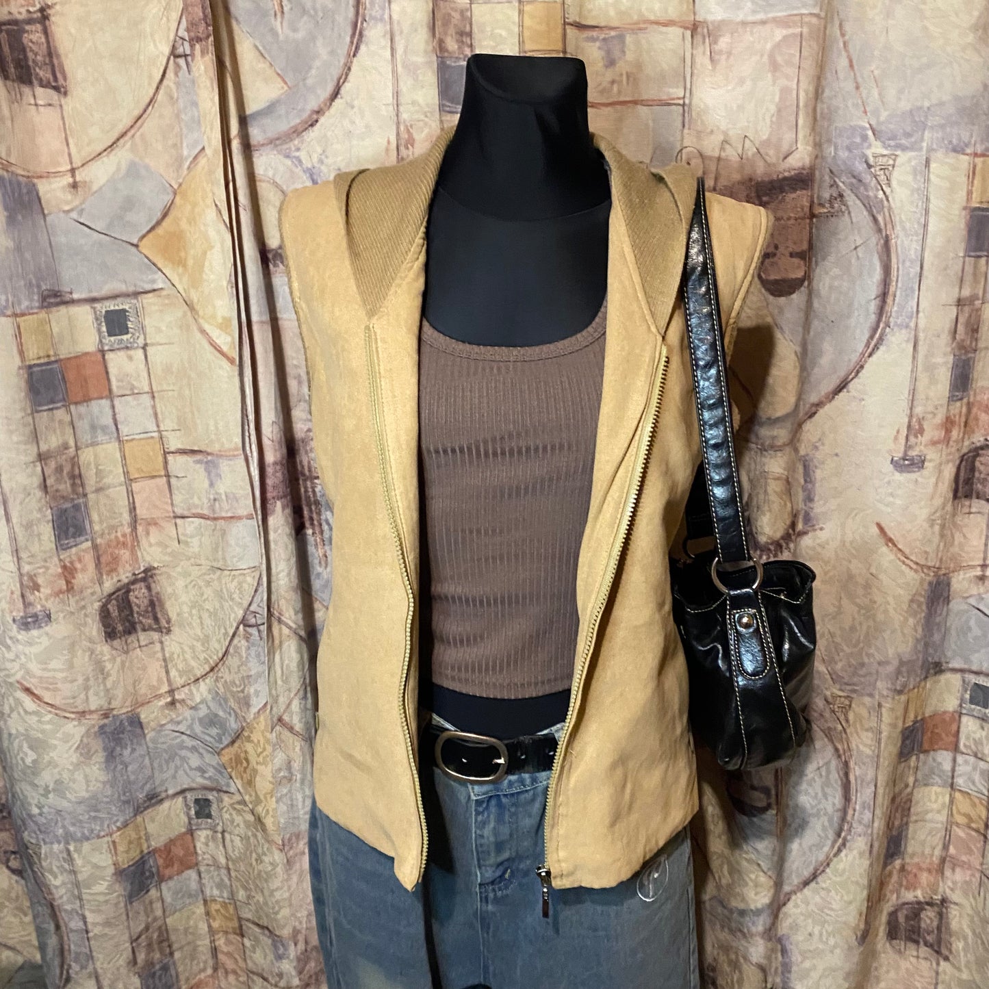 Vintage western vest with a hood