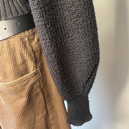 Black cutout turtleneck sweatshirt