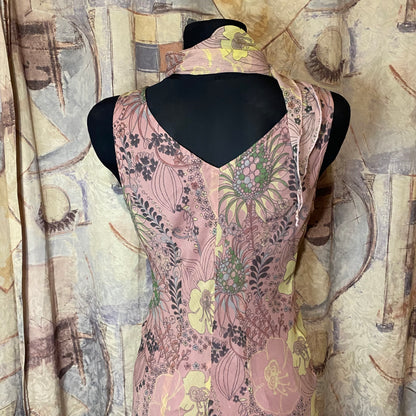 Vintage pink floral midi dress