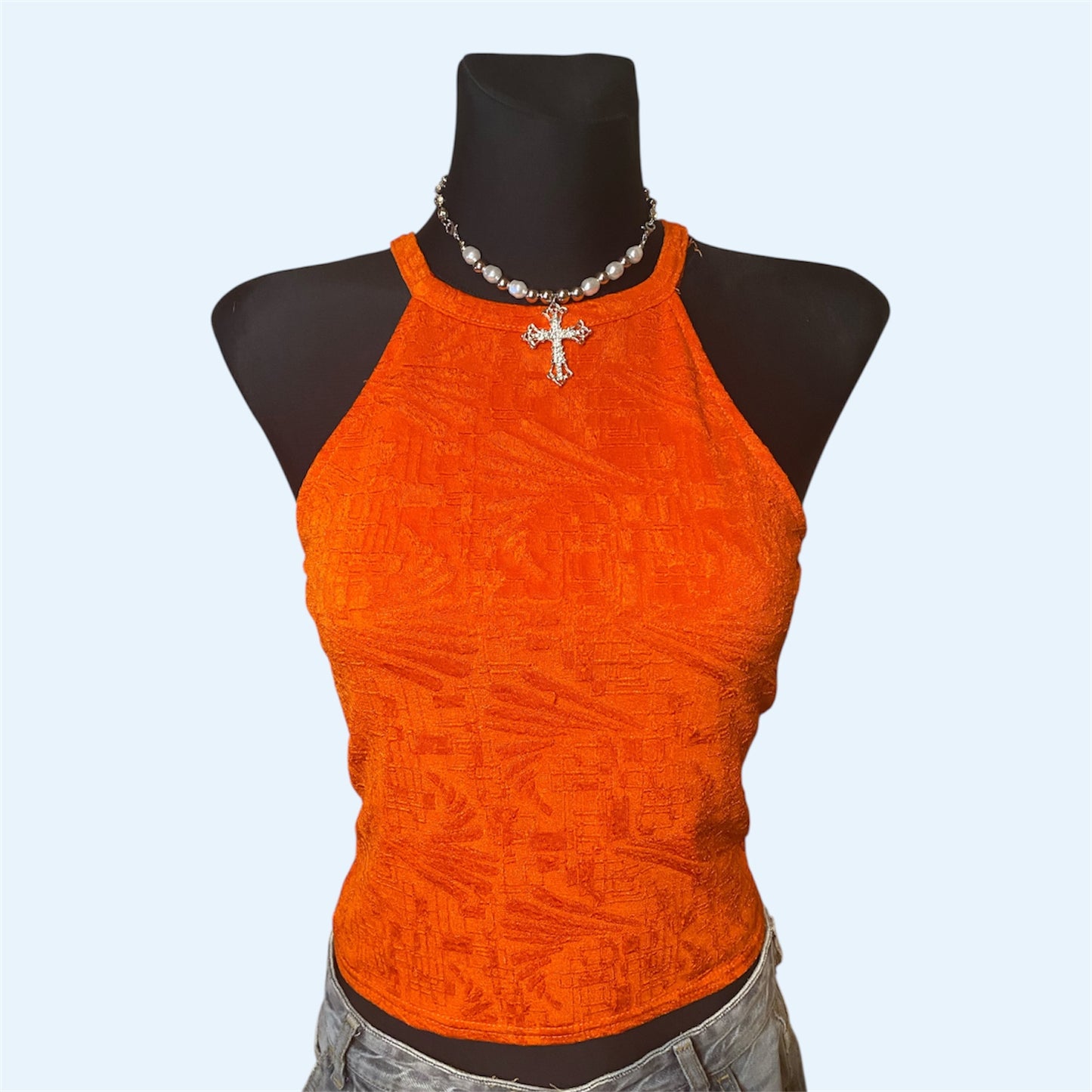 Orange patterned tank top