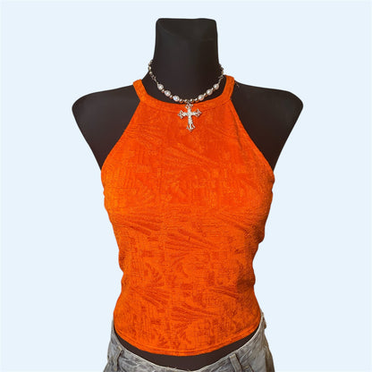 Orange patterned tank top