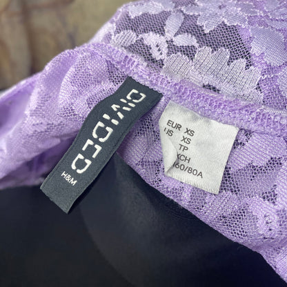 Lilac floral mesh top