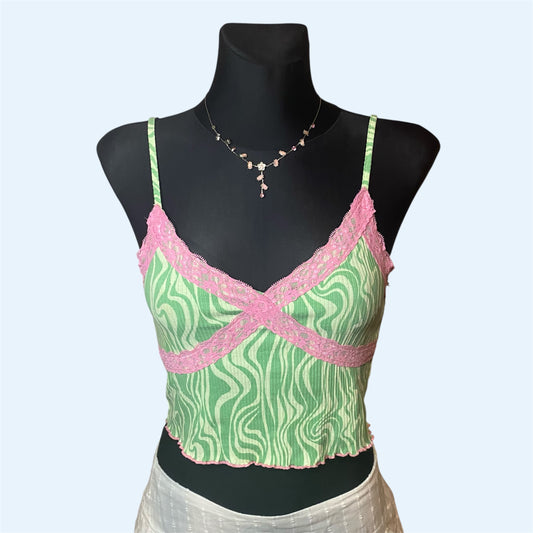 Green patterned crop top