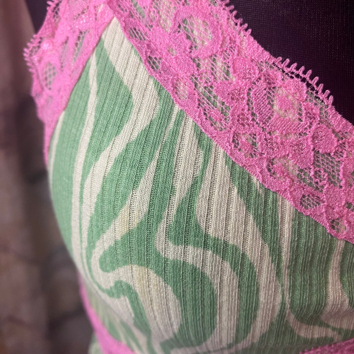 Green patterned crop top