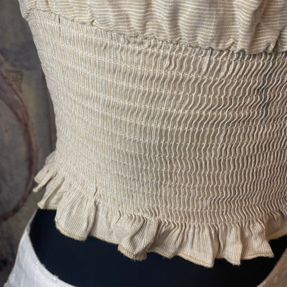 Beige babydoll crop top