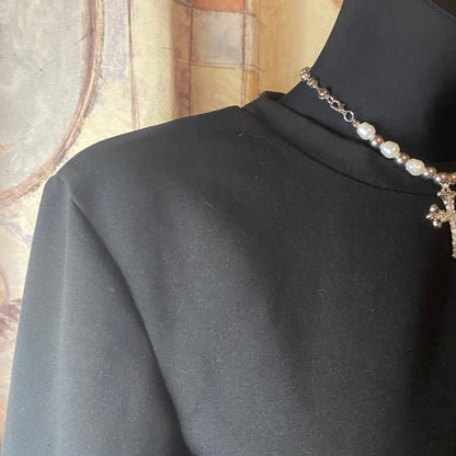 Black t-shirt with rhinestone details