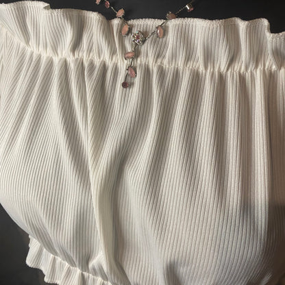 White off-shoulder crop top