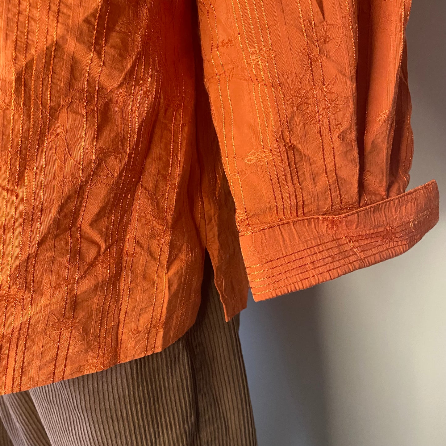 60s style vintage button-up orange blouse