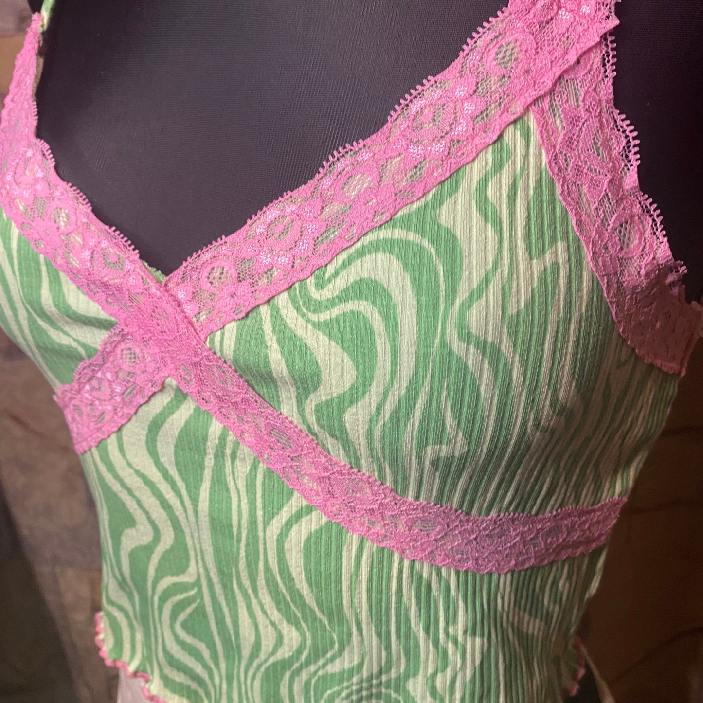 Green patterned crop top