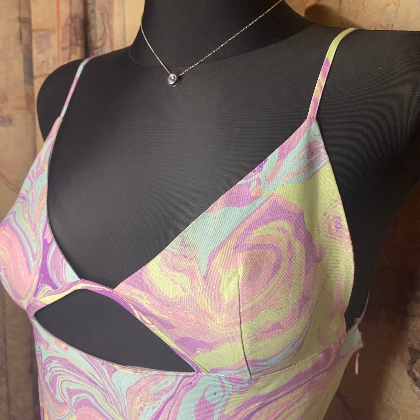 Zara open back colourful mini dress