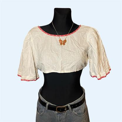 Unique dirndl linen cropped blouse