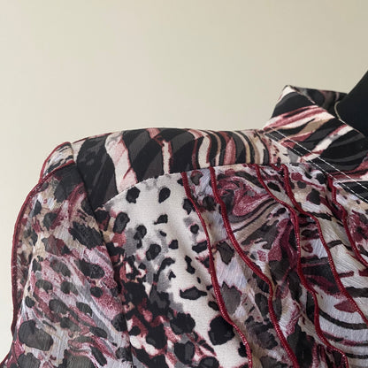 Vintage patterned and ruffled blouse