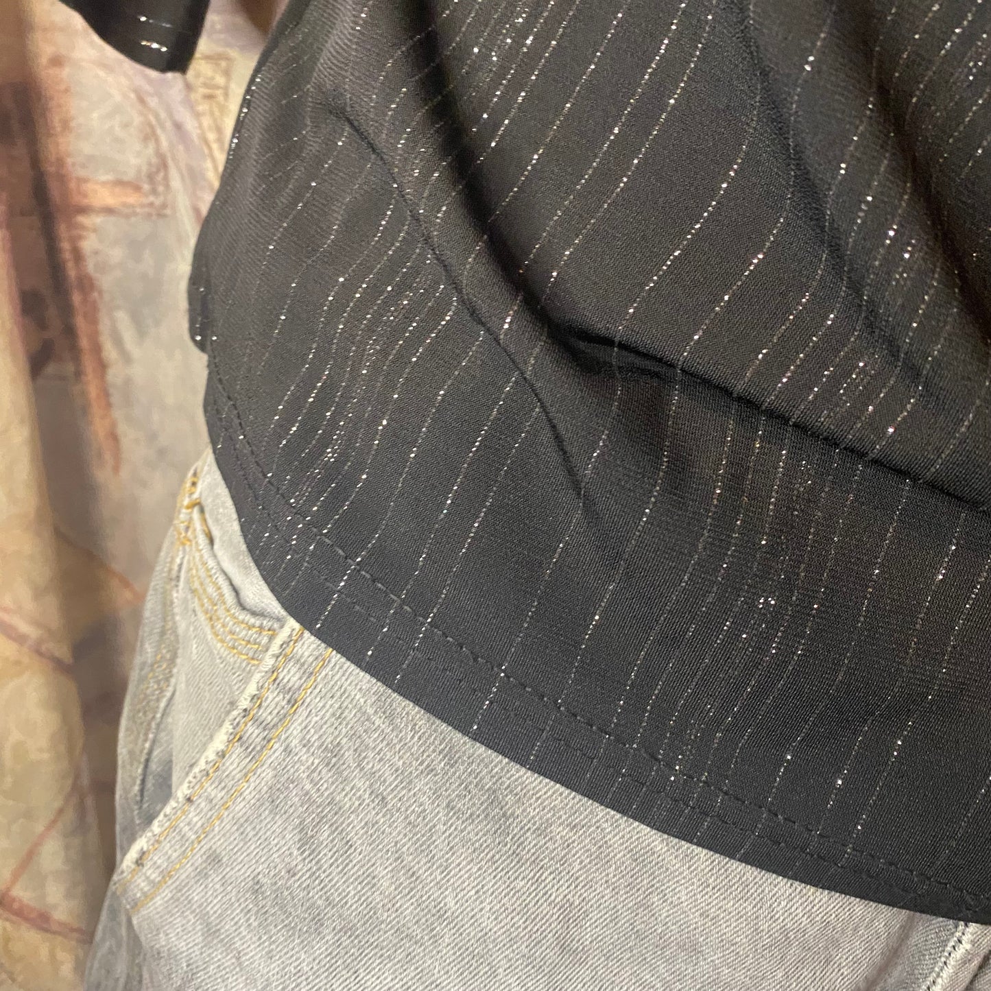 Off-shoulder black sparkly top