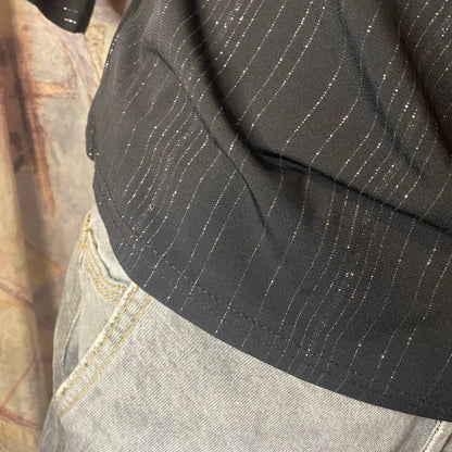 Off-shoulder black sparkly top