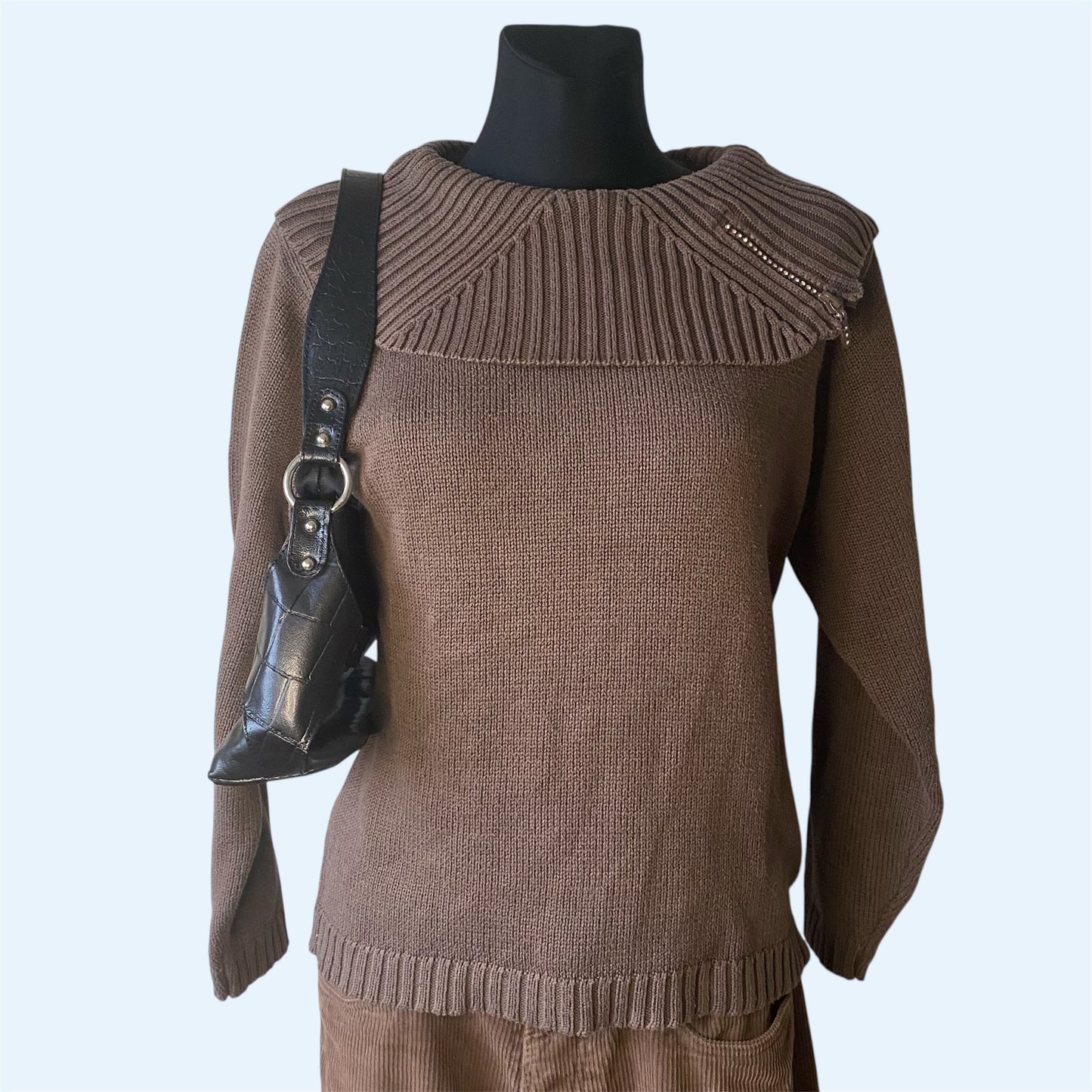 Vintage brown sweater with rhinestone detailing