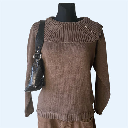 Vintage brown sweater with rhinestone detailing