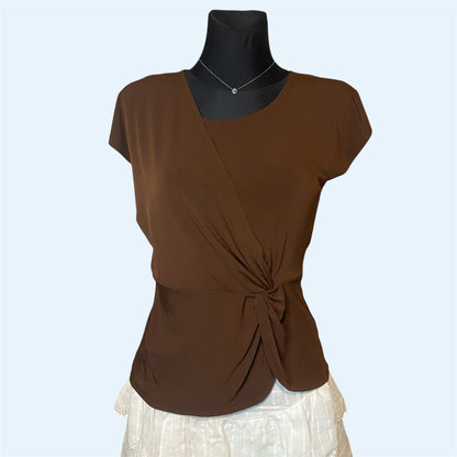 Brown drape blouse