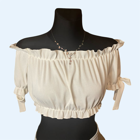 White off-shoulder crop top