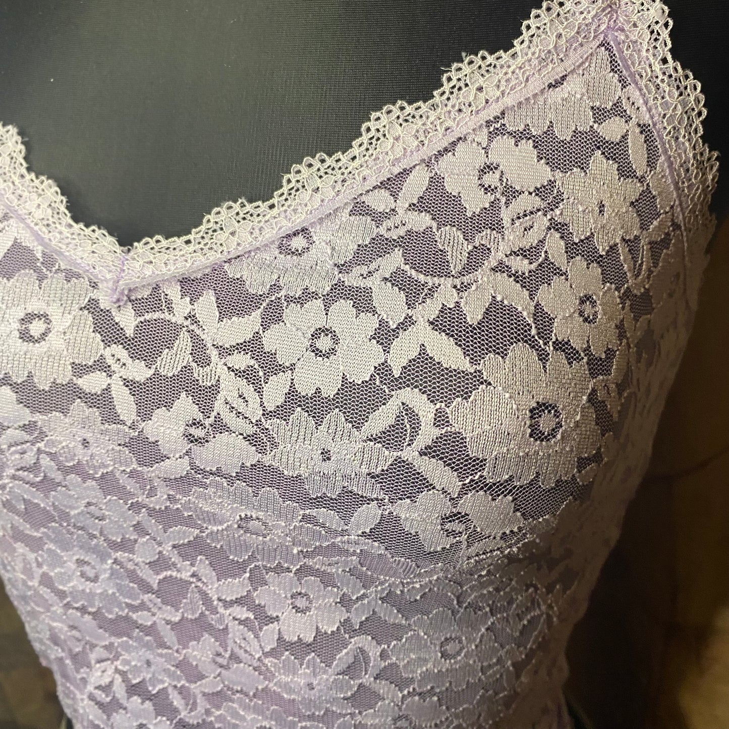 Lilac floral mesh top