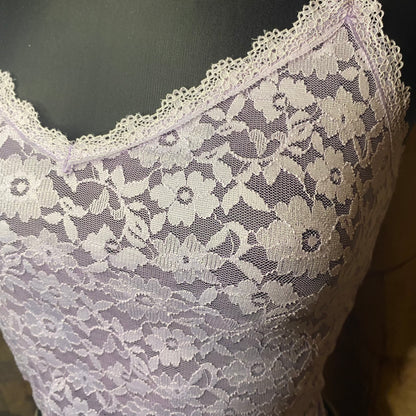 Lilac floral mesh top