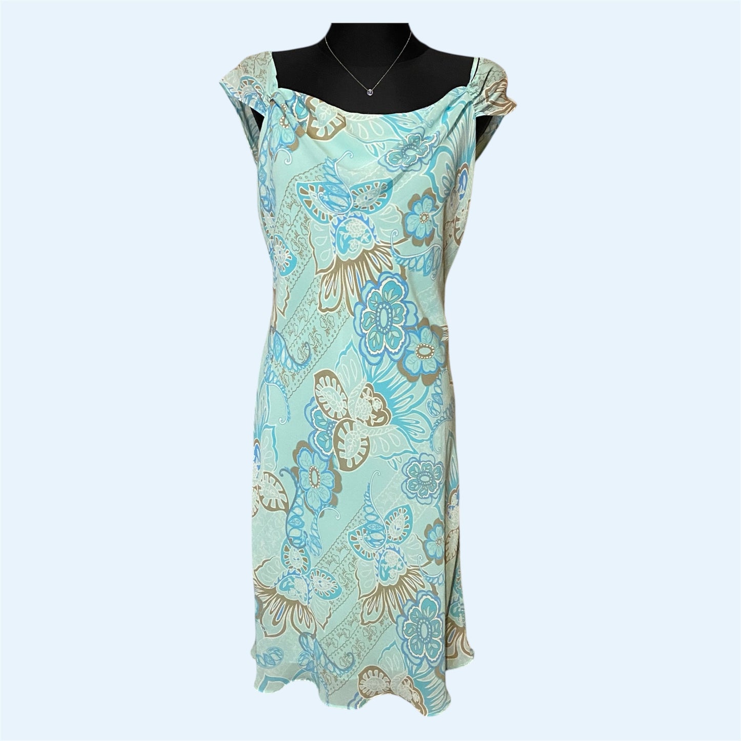 Vintage blue flowery midi jellyfish dress