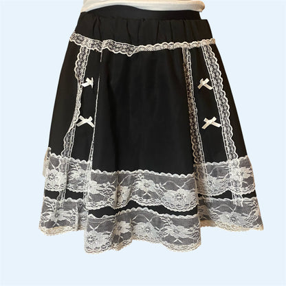 Black skirt with white lace details