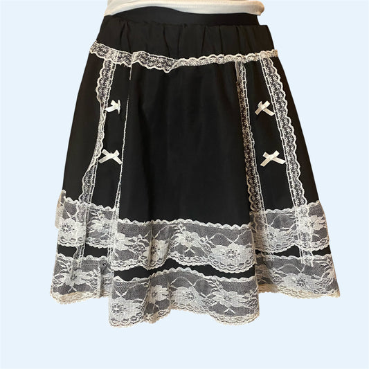 Black skirt with white lace details