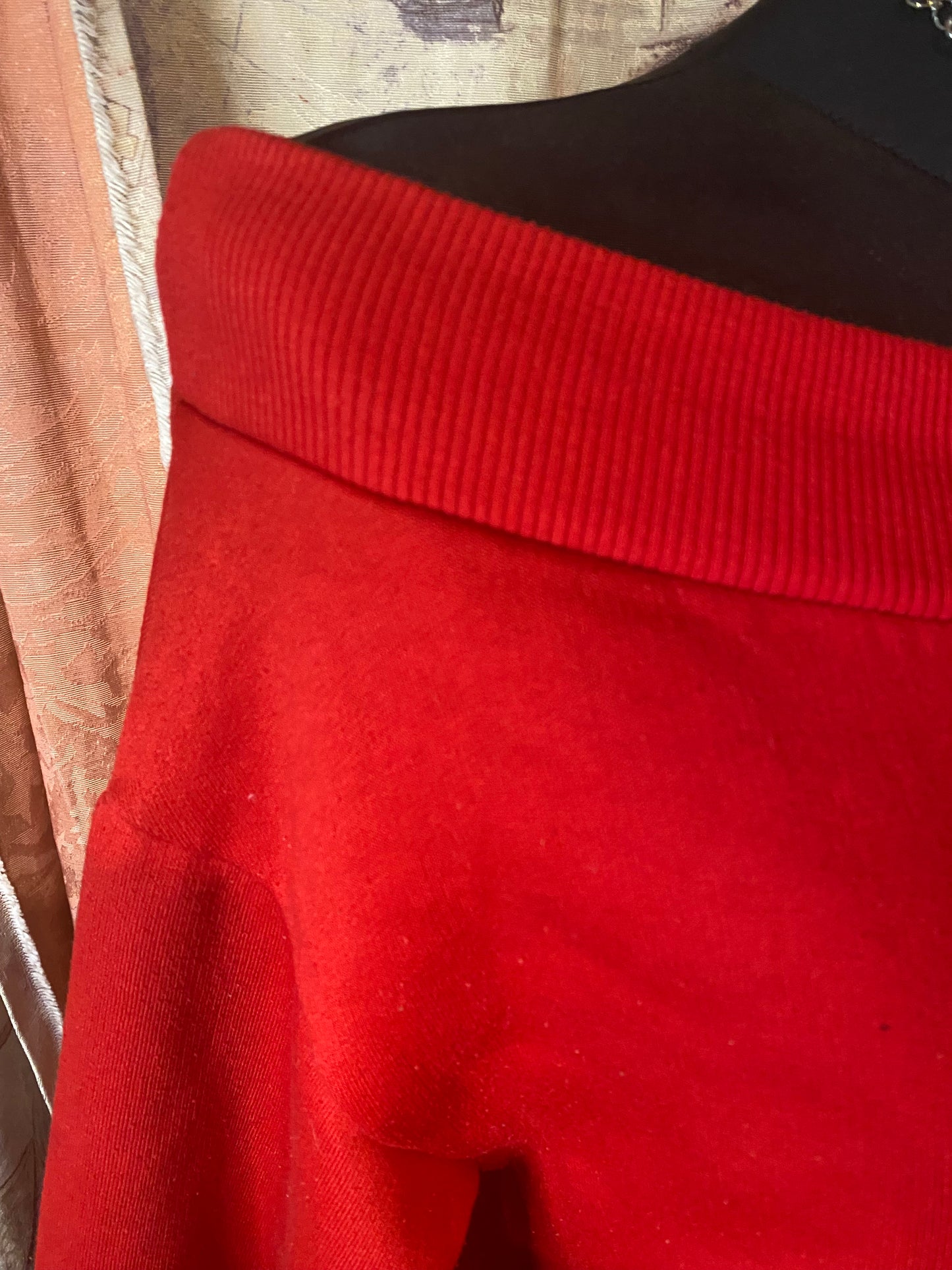 Red off-shoulder sweater