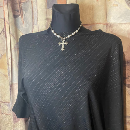 Off-shoulder black sparkly top