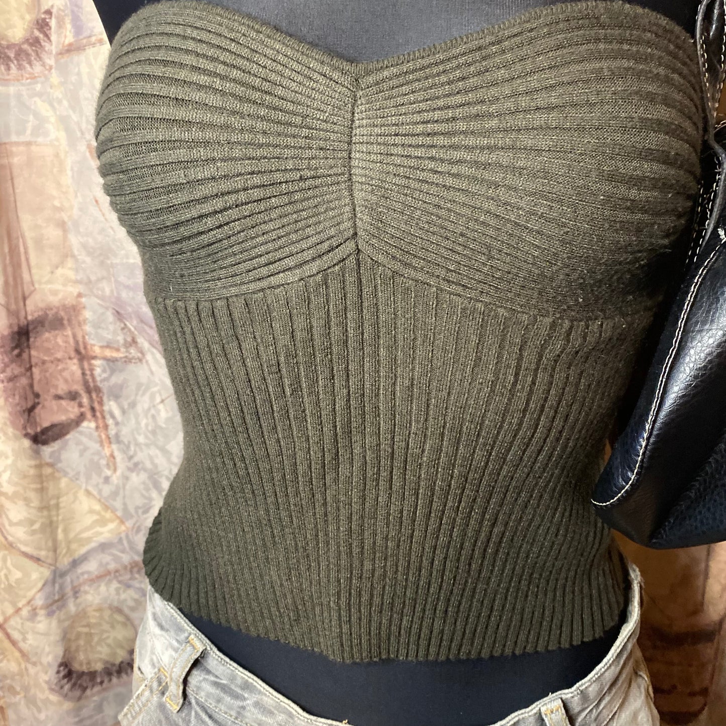 Olive strapless top