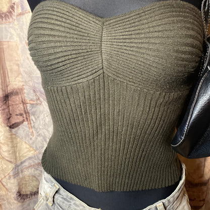 Olive strapless top