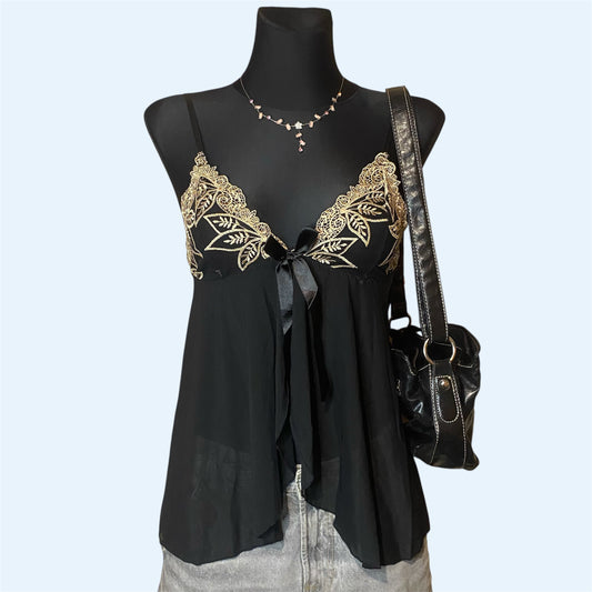 Black vintage lingerie top