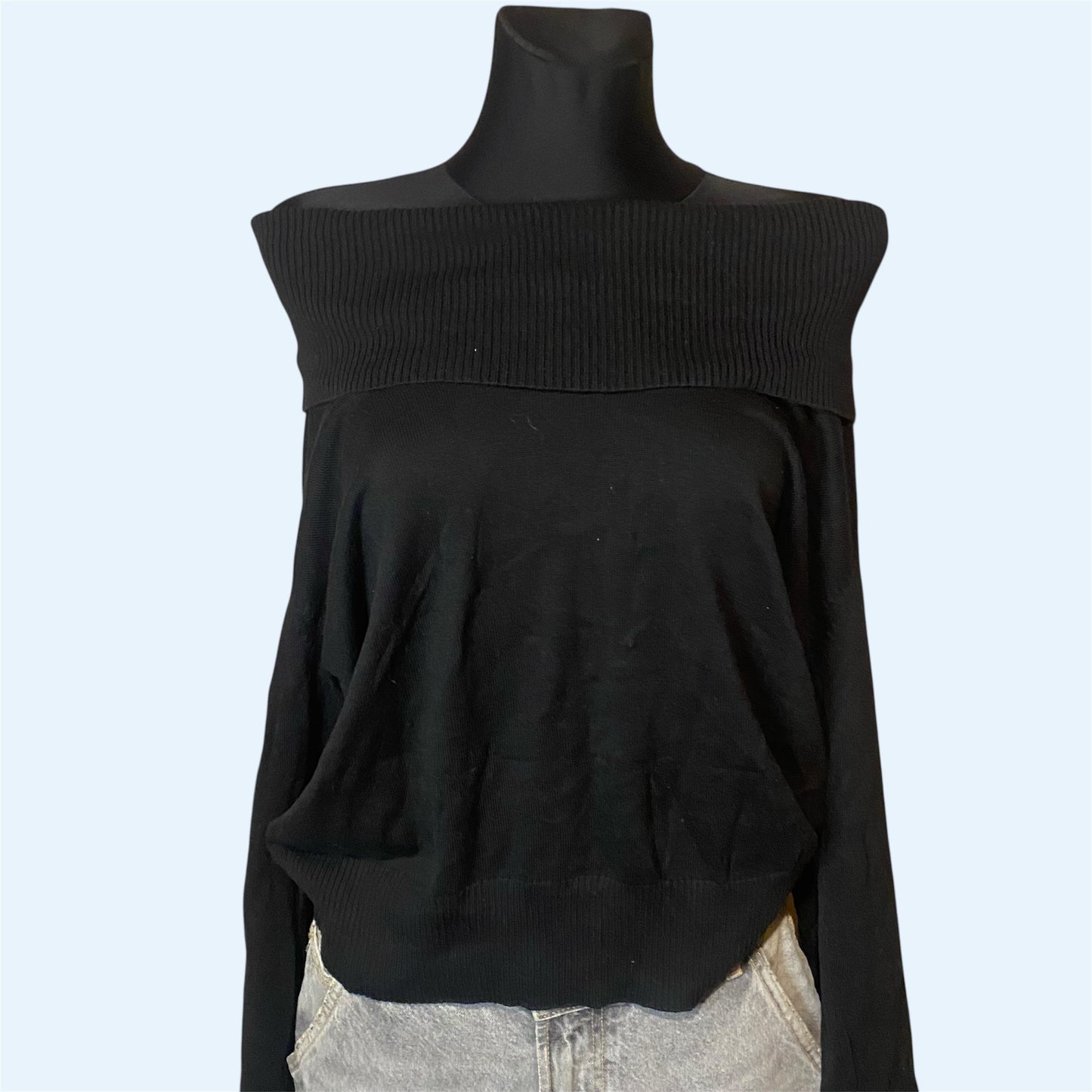 Black off-shoulder sweater