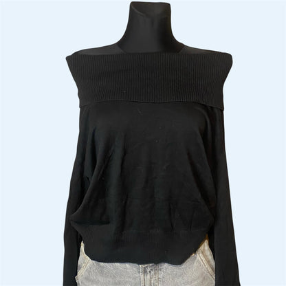 Black off-shoulder sweater
