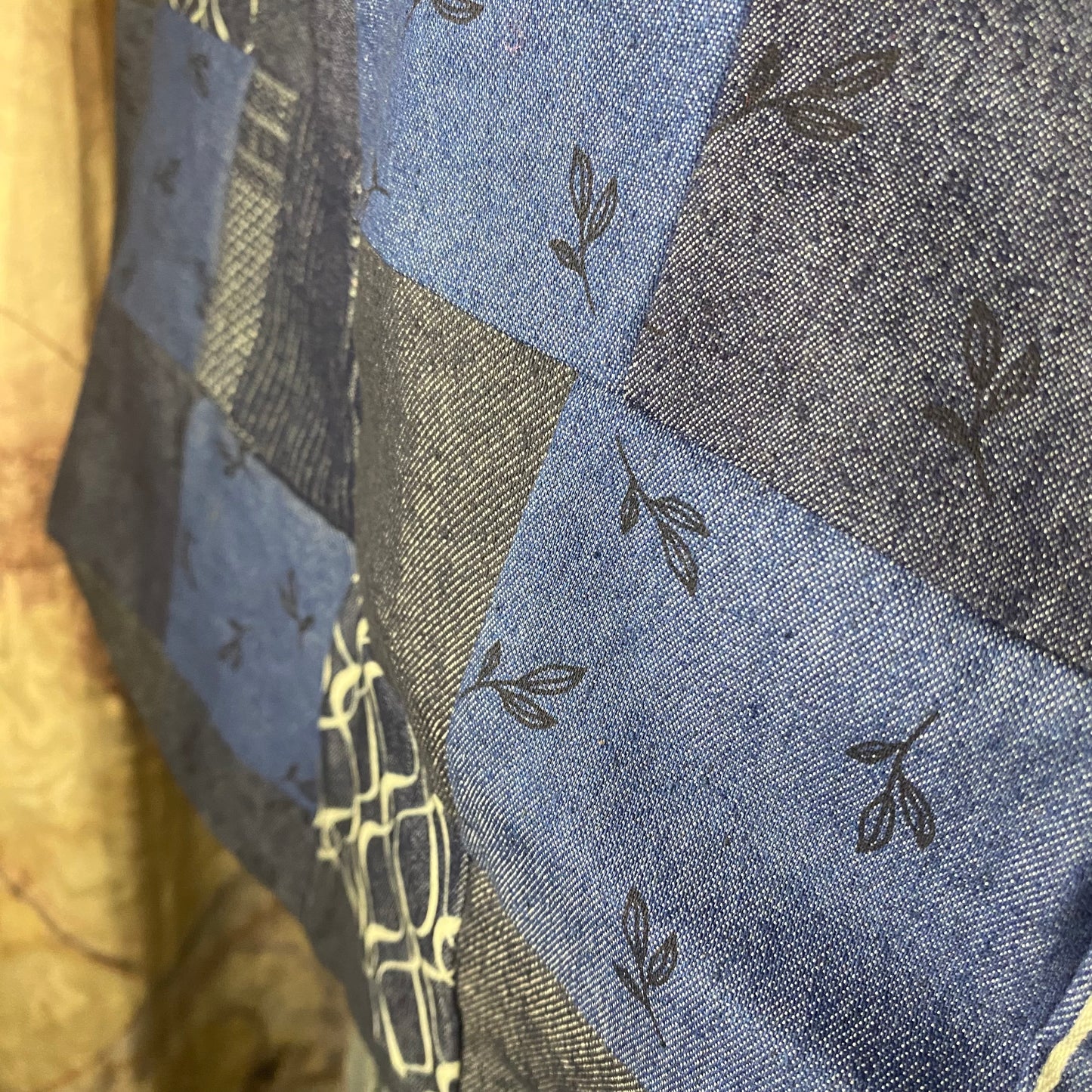 Vintage blue patchwork shoulder bag