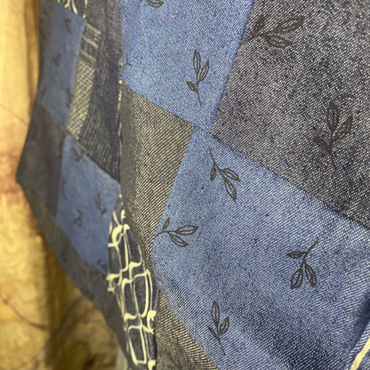 Vintage blue patchwork shoulder bag